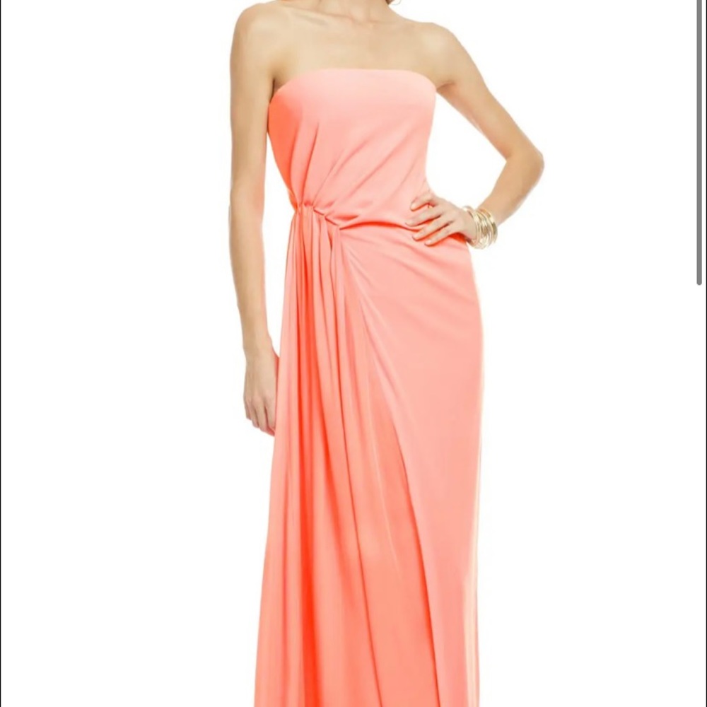 NWT Halston Heritage Strapless Silk Contrast Gown SIZE 8